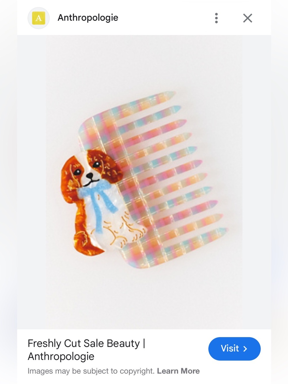 Anthropologie Solar Eclipse New York Dog Hair Comb - Brown & Iridescent | New